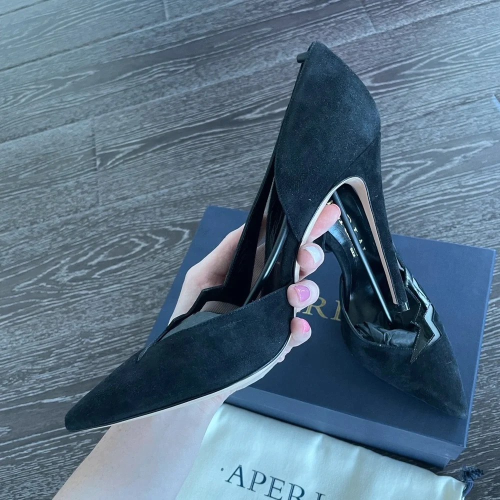 New in Box Aperlai Heels Size 38.5 - Black - Picture 2 of 11